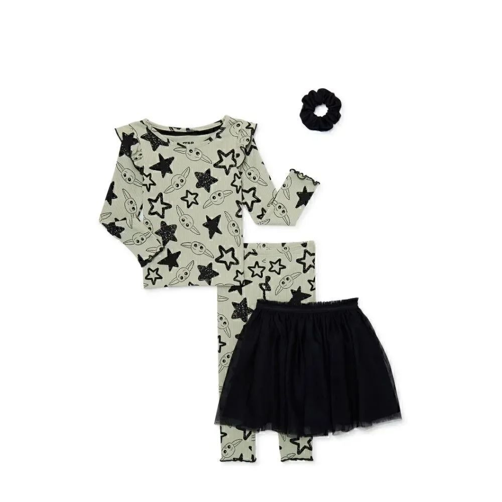 Star Wars The Mandalorian Baby Yoda Halloween Girls Long Sleeve Top, Tutu
